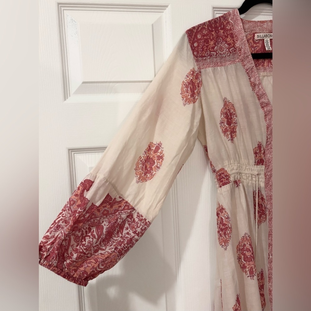 Billabong Pink and Cream Patterned High-Low Dress - Picture 3 of 5